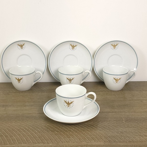 Pan Am "President" Demitasse Cups & Saucers Set of 4 Noritake Japan First Class